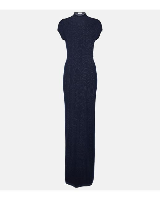 Alaïa Blue Cashmere Maxi Dress