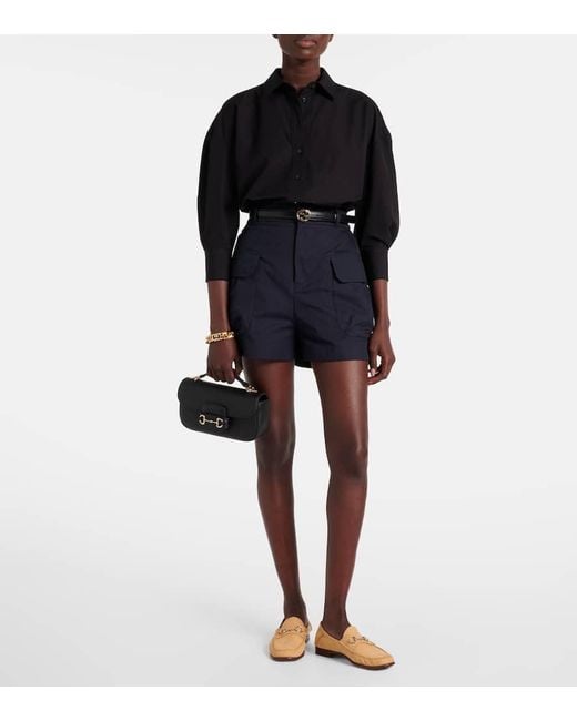 Camisa De Popelin De Algodon Gucci de color Black