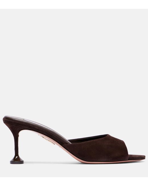 Aquazzura Brown Bisous 65 Suede Mules