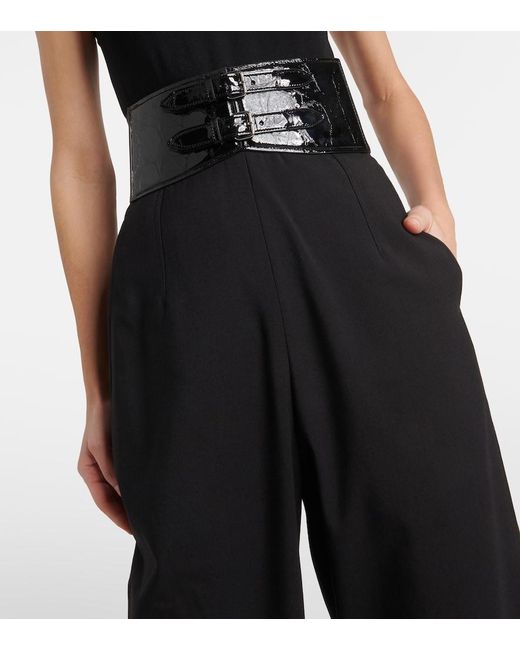 Alaïa Black High-Rise Wool Wide-Leg Pants