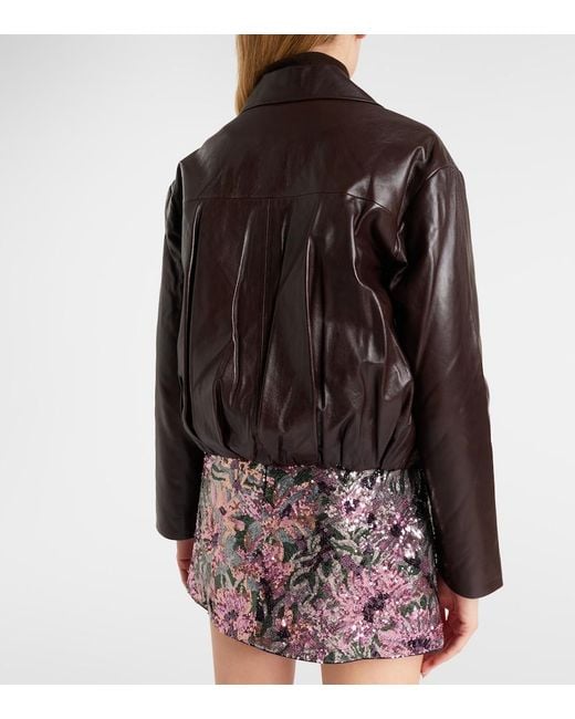 Self-Portrait Black Cropped Leather Jacket