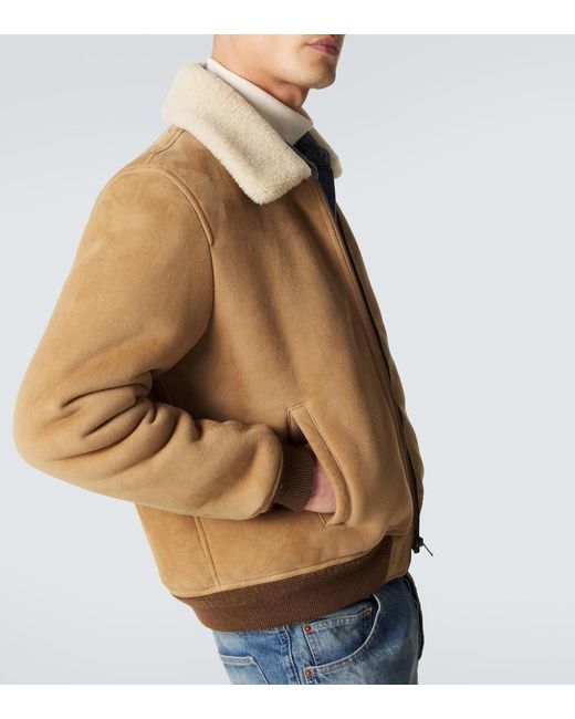 Saint Laurent Brown Shearling-Lined Suede Jacket for men