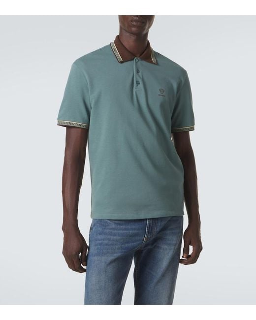 Polo Greca di Versace in Blue da Uomo