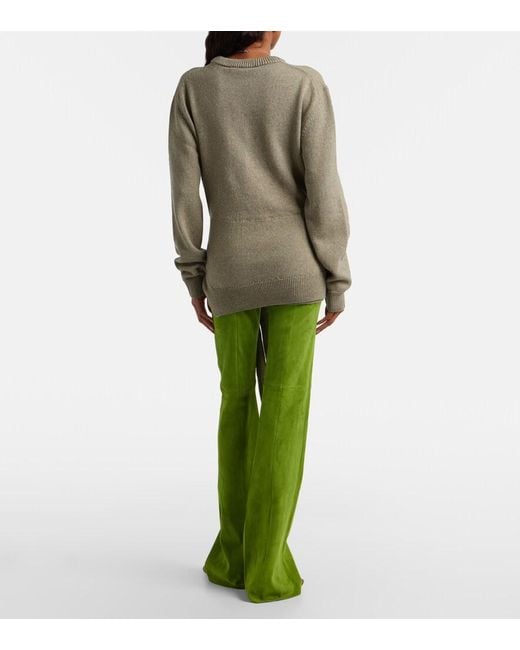 Stouls Green Gege Suede Flared Pants