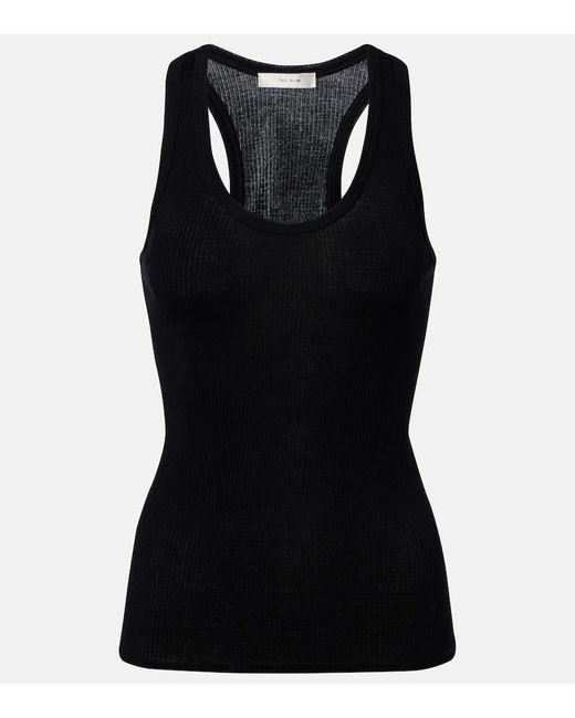 The Row Black Cendrea Ribbed-Knit Cotton Tank Top