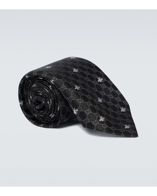 Gucci GG Bees Silk Tie in Blue for Men Lyst