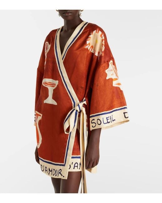 ALÉMAIS Red X Lrnce Soleil D'Amour Printed Wrap Dress