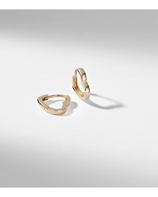 STONE AND STRAND Metallic Heart 14Kt Huggie Earrings