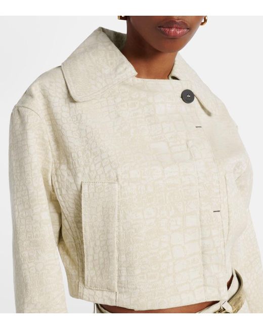Jacquemus Natural Marino De Nimes Cotton Cropped Long Sleeve Jacket