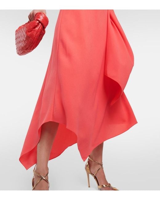Roksanda Red Pascale Asymmetric Crepe Midi Dress