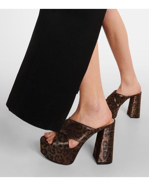 Gianvito Rossi Black Leopard-Print Lame Platform Mules