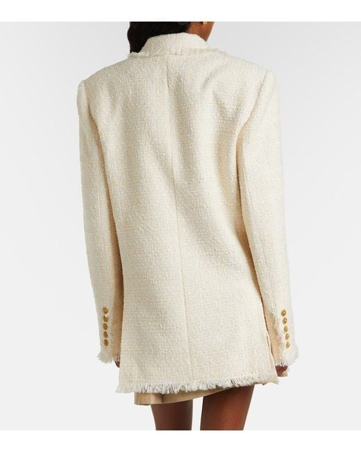 Balmain Natural Double-Breasted Tweed Jacket