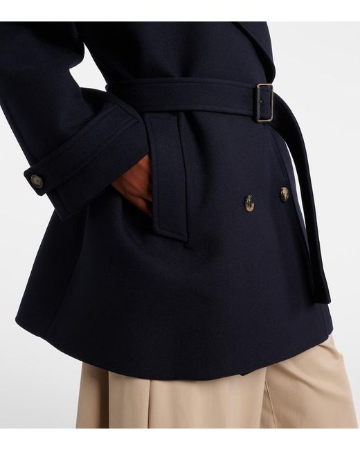 Loewe Blue Belted Double-Breasted Wool Coat