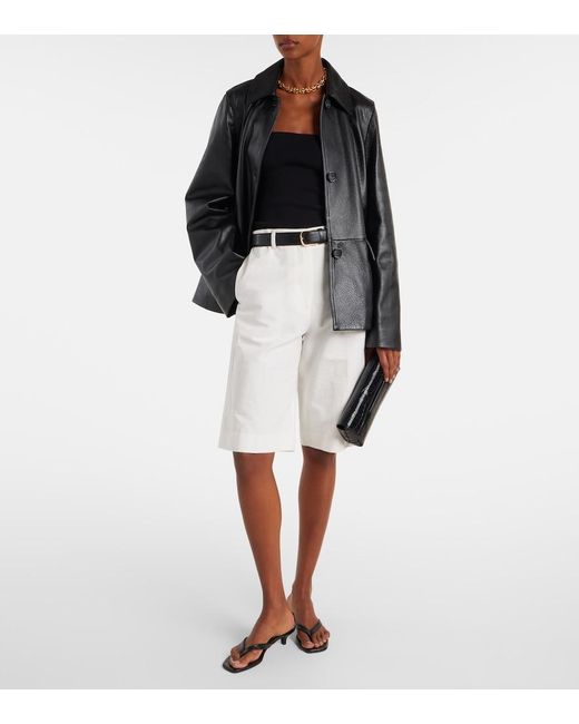Totême Black T-Clutch Small Croc-Effect Leather Clutch