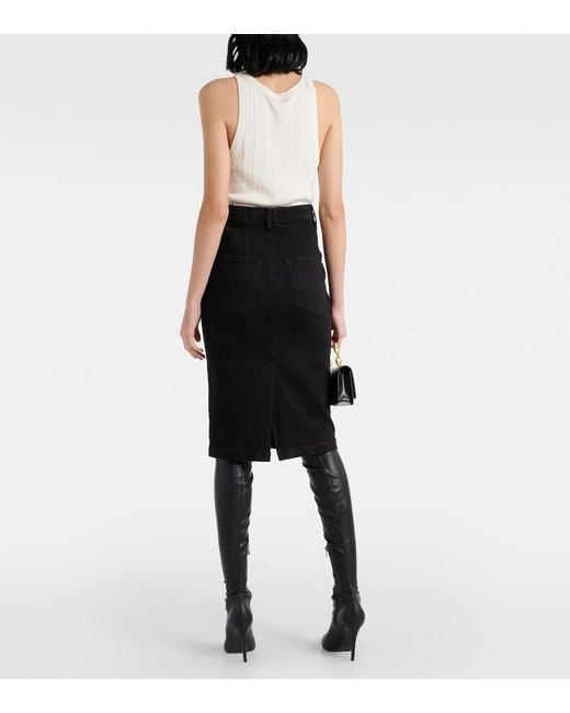 FRAME Black Midirock The High Waisted Seamed Aus Denim