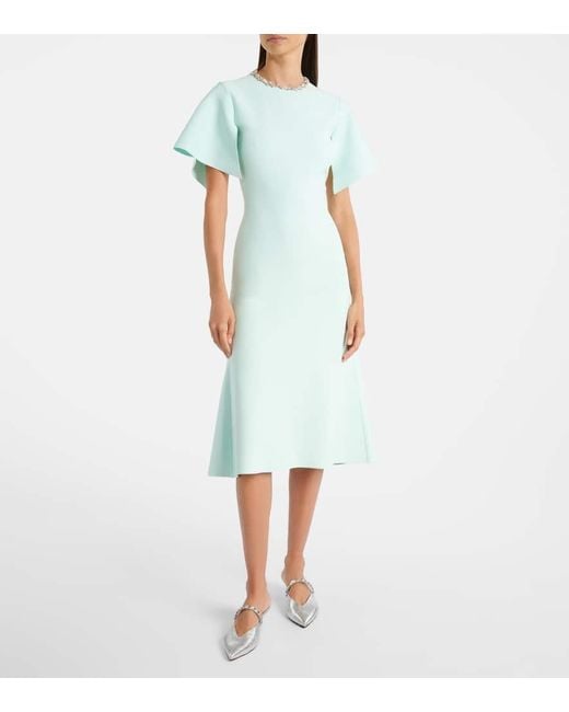 Alexander McQueen Blue Cocktailkleid Aus Crepe Mit Kristallen