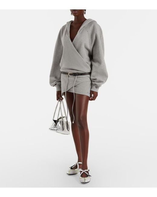 The Attico Gray Cotton Jersey Sweatshirt Dress