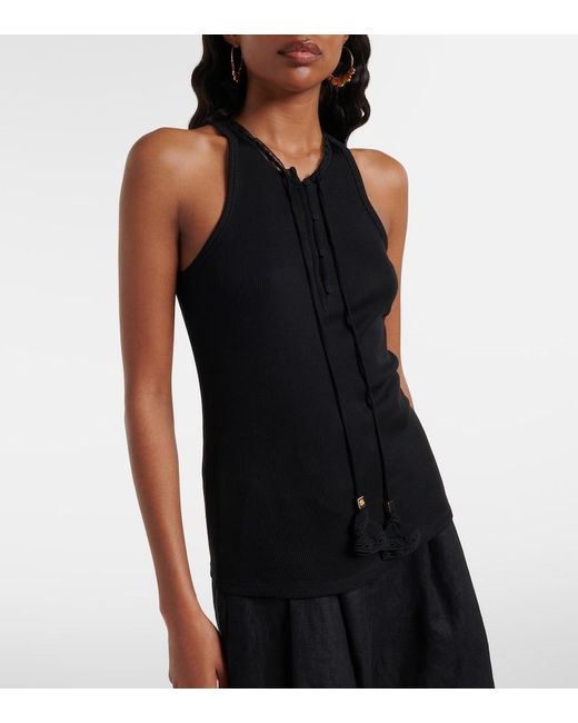 Dorothee Schumacher Black Pure Sleekness Ribbed-Knit Cotton Tank Top