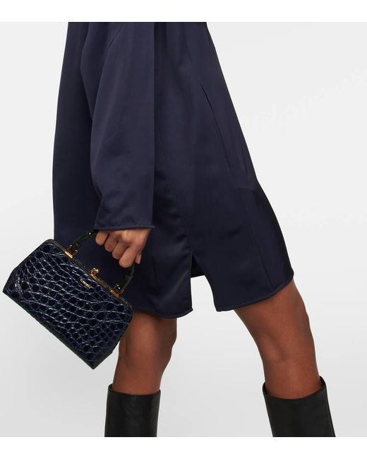 Jil Sander Blue High-Neck Satin Minidress