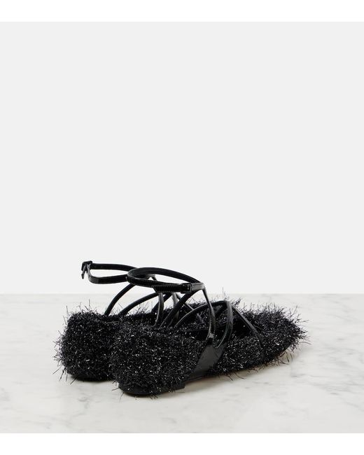 Jimmy Choo Black Astoria Tinsel Ballet Flats