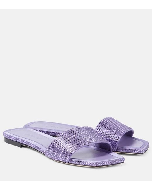 Jimmy Choo Purple Clovis Embellished Satin Mules