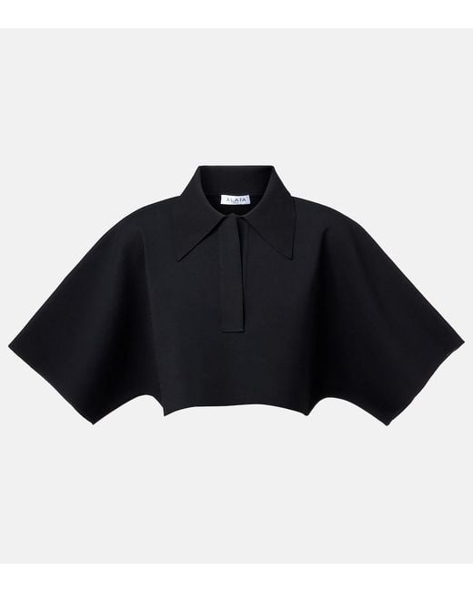 Alaïa Blue Cropped Polo Shirt