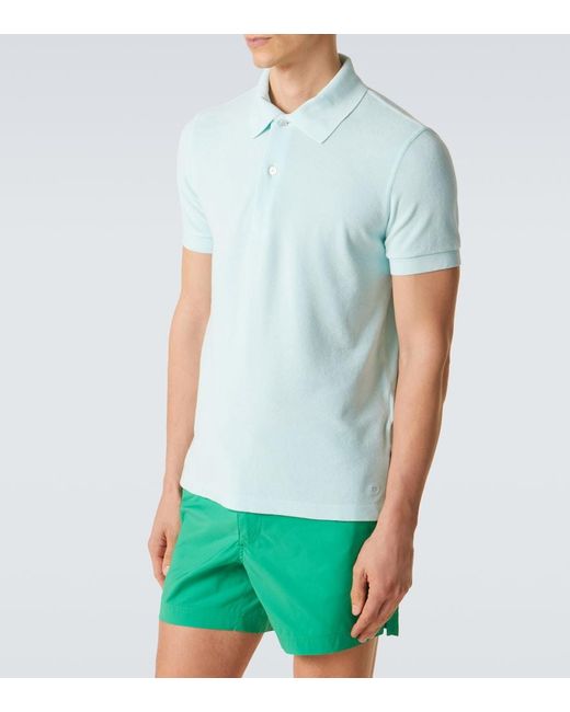 Tom Ford Blue Cotton-Blend Terry Polo Shirt for men