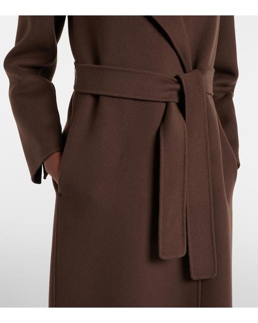Max Mara Brown Poldo Virgin Wool Wrap Coat