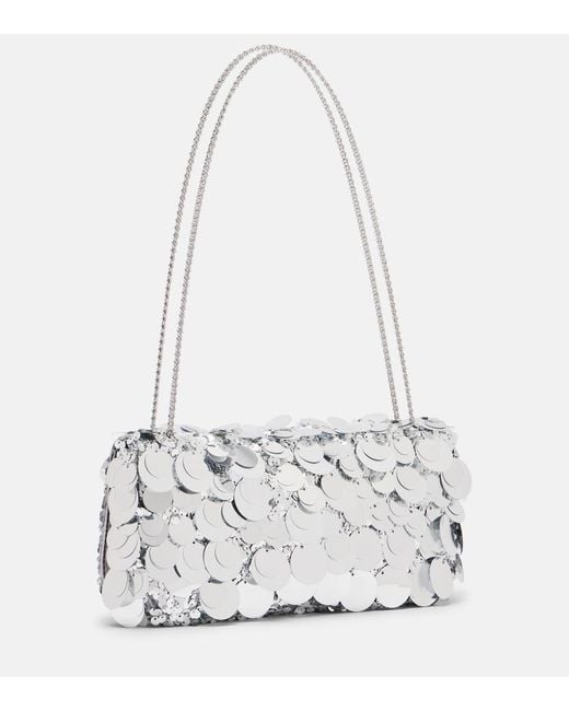 Rabanne White Sparkle Sequined Shoulder Bag