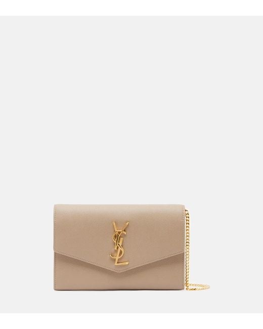 Saint Laurent Natural Uptown Textured-Leather Shoulder Bag