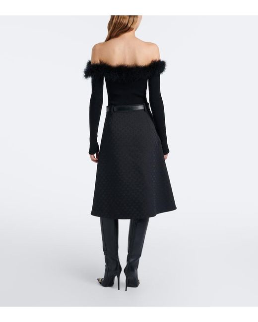 Gucci Black Gg Midi Skirt