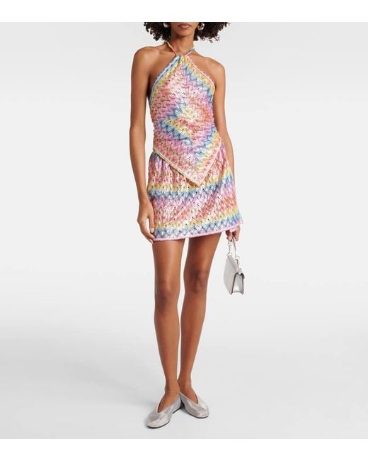 Missoni Red Minirock Aus Haekelstrick