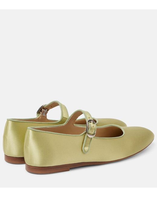Le Monde Beryl Green Classic Satin Mary Jane Flats