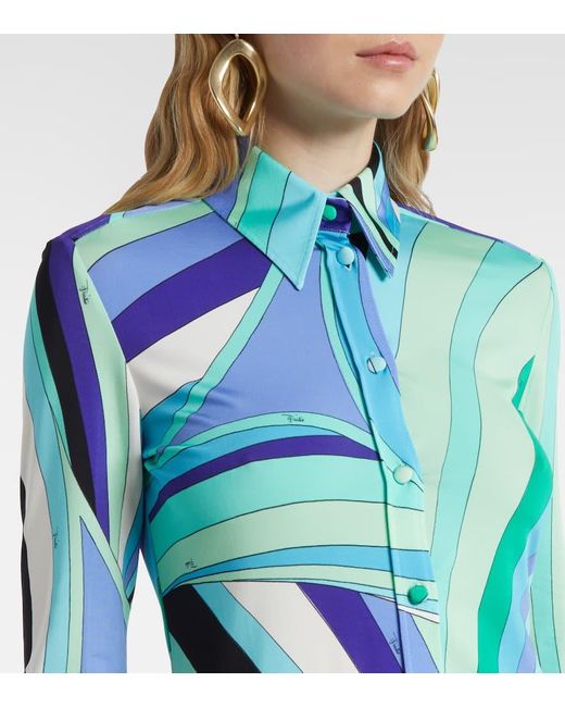 Emilio Pucci Blue Hemd Iride