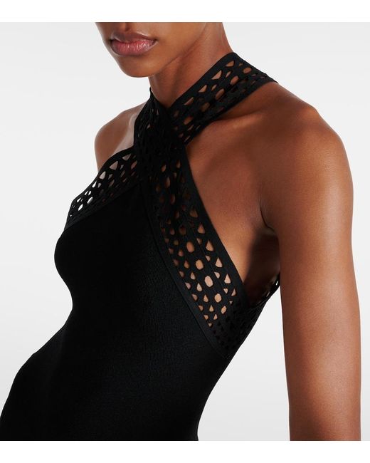 Alaïa Black Vienne Slim-Fit Knitted Maxi Dress