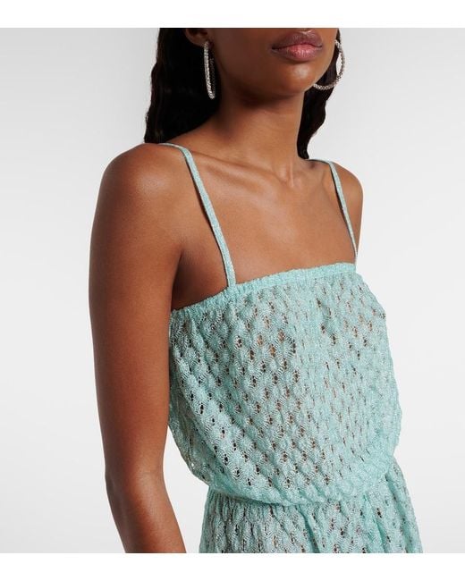 Missoni Blue Open-Knit Lame Romper