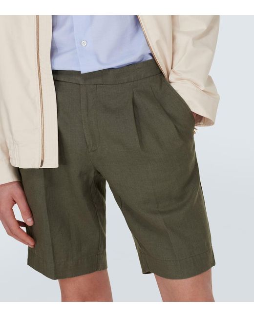 Shorts in lino di Incotex in Green da Uomo