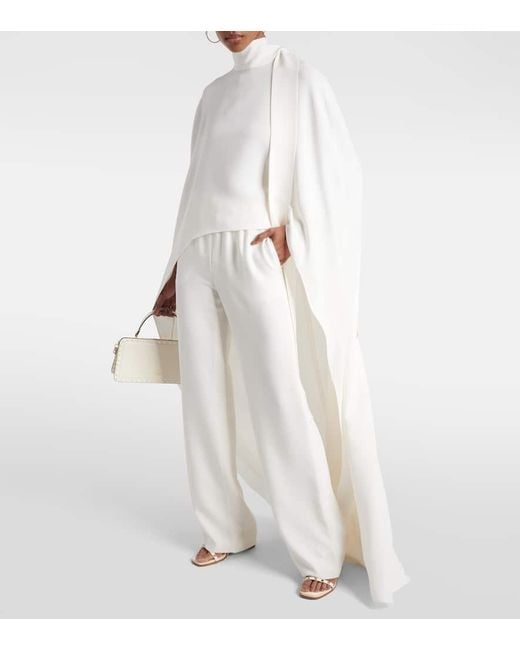 Valentino White Weite High-Rise-Hose aus Seide