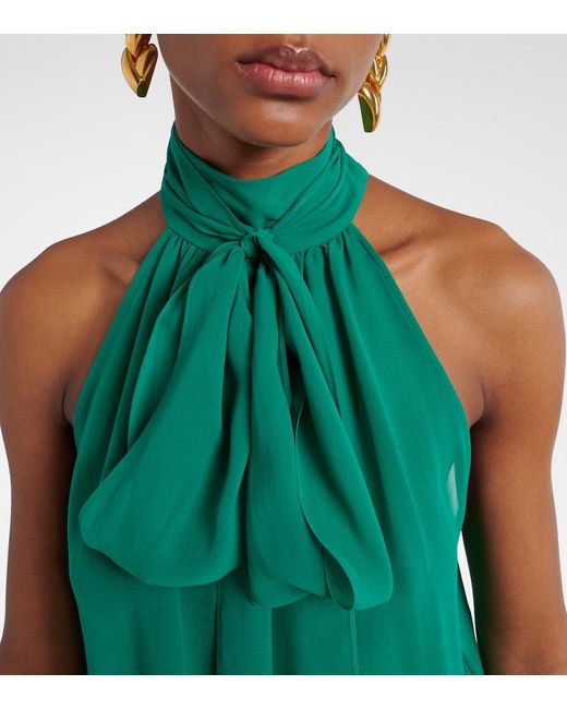 Tom Ford Green Halterneck Silk Georgette Top