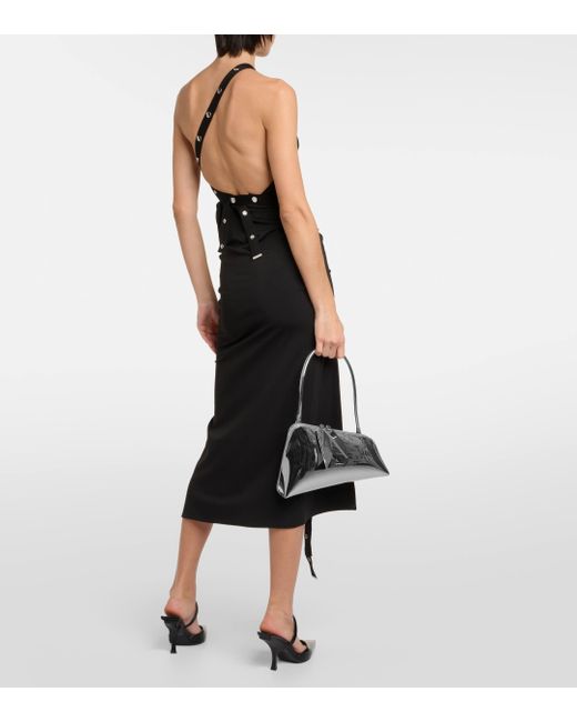 The Attico Black Embellished Jersey Midi Dress