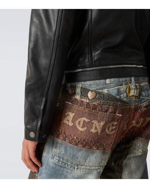Acne Black Leather Biker Jacket for men