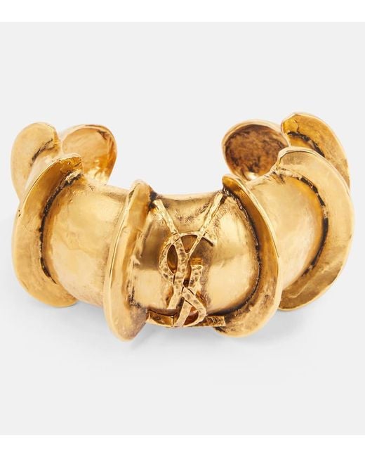 Saint Laurent Metallic Cassandre Cuff Bracelet