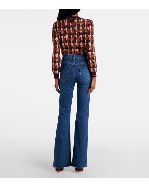 FRAME Blue High-Rise Flared Jeans Le High Flare