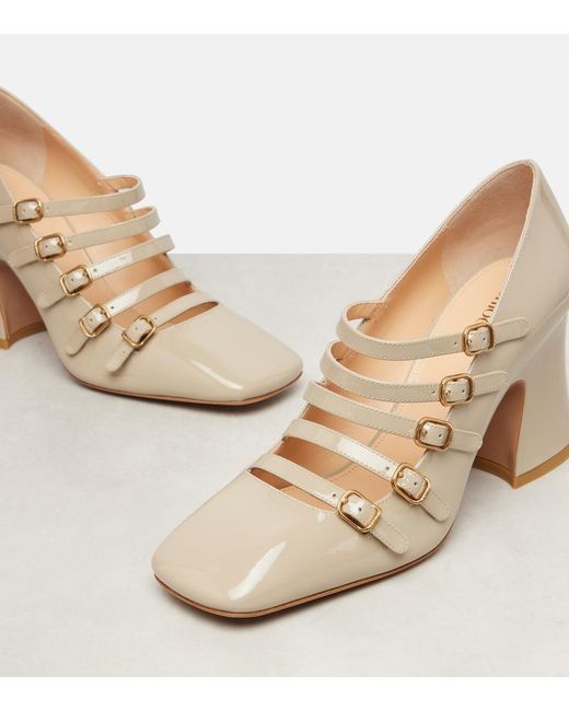 Chloé Natural Janis 80 Patent Leather Mary Jane Pumps