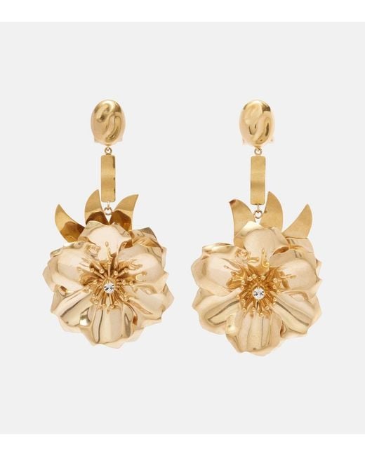 Miu Miu Metallic Floral Crystal-Embellished Drop Earrings