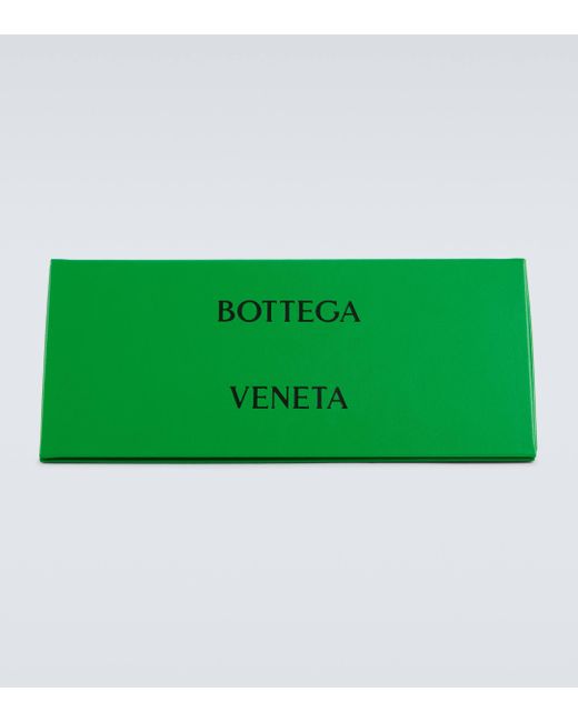 Bottega Veneta Green Ultrathin Rectangular Sunglasses for men