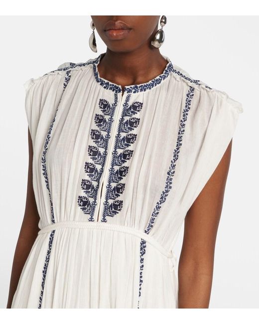 Isabel Marant White Liviane Embroidered Cotton Maxi Dress