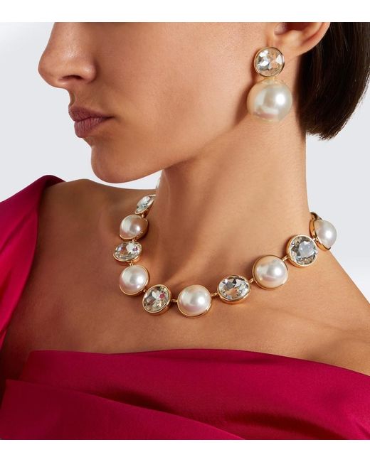 Carolina Herrera White Crystal-Embellished Earrings
