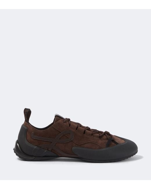 Loewe Brown Grip Anagram Suede Sneakers for men