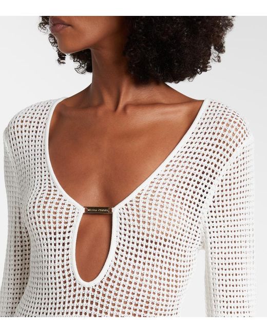 Melissa Odabash White Casey Open-Knit Midi Dress